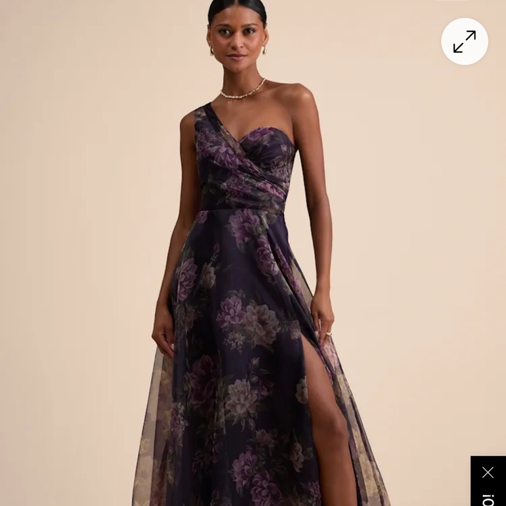 Lulu's Purple Floral One-Shoulder Dress